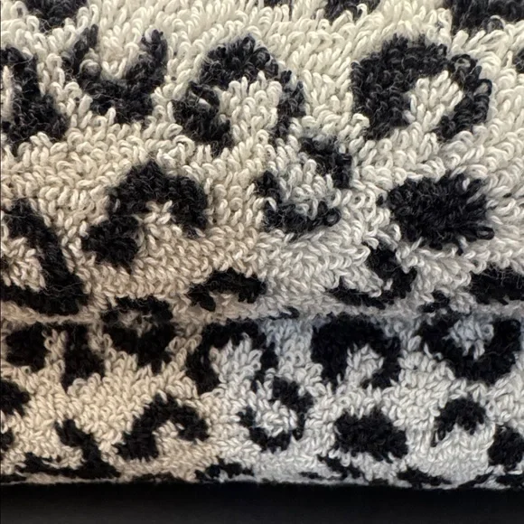 2pc RACHEL ZOE 100% Cotton Leopard Print Bath Towel Set - COCONUT MI - Blk/Wht - Picture 5 of 8